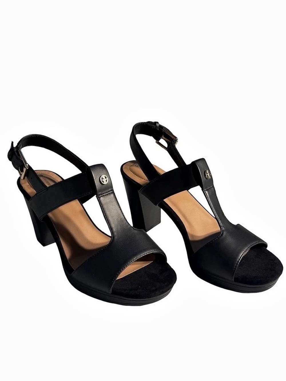 Giani Bernini Paulette Women’s Black T-Strap Sandals Size 8.5M Block Heel